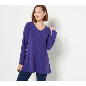 Susan Graver Women's Top Petite PXL Essentials Liquid Knit Tunic Purple A463115